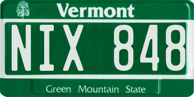 VT license plate NIX848