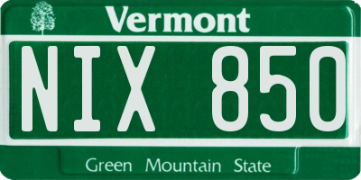 VT license plate NIX850