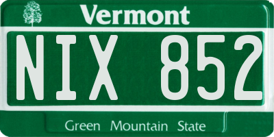 VT license plate NIX852