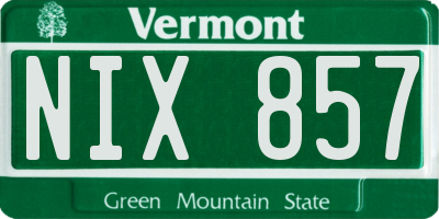 VT license plate NIX857
