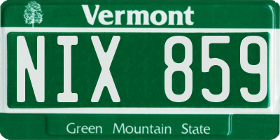 VT license plate NIX859