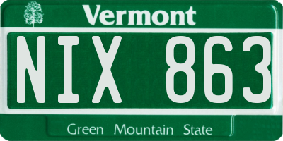 VT license plate NIX863