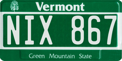 VT license plate NIX867