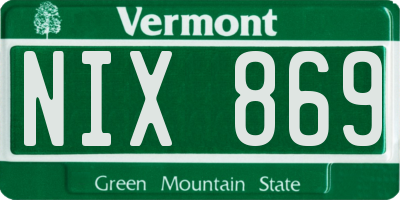 VT license plate NIX869