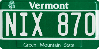VT license plate NIX870