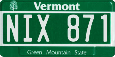 VT license plate NIX871