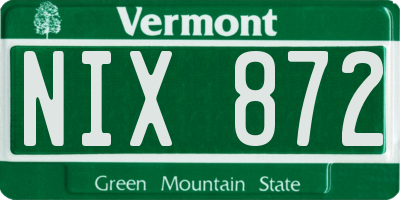 VT license plate NIX872