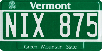 VT license plate NIX875