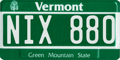 VT license plate NIX880