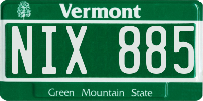 VT license plate NIX885