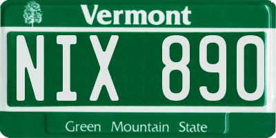 VT license plate NIX890