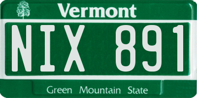 VT license plate NIX891