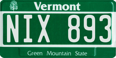 VT license plate NIX893
