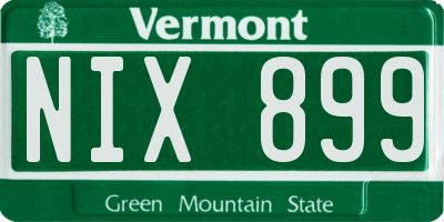 VT license plate NIX899