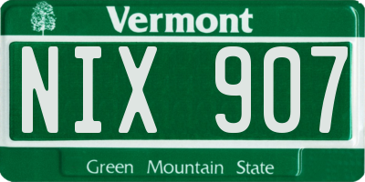 VT license plate NIX907