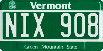 VT license plate NIX908