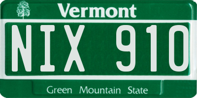 VT license plate NIX910