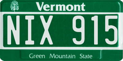 VT license plate NIX915