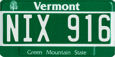 VT license plate NIX916