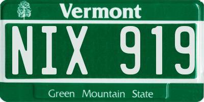 VT license plate NIX919