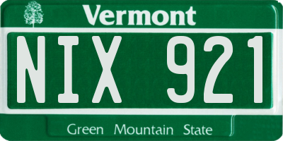 VT license plate NIX921