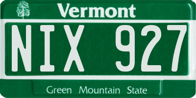 VT license plate NIX927