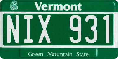 VT license plate NIX931