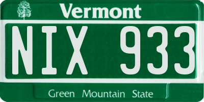 VT license plate NIX933