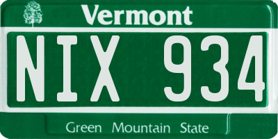VT license plate NIX934