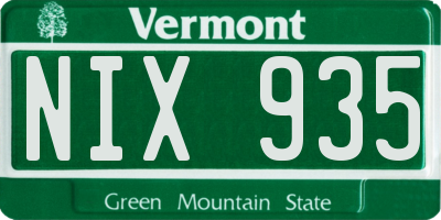 VT license plate NIX935