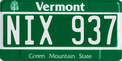 VT license plate NIX937
