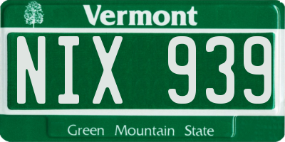 VT license plate NIX939