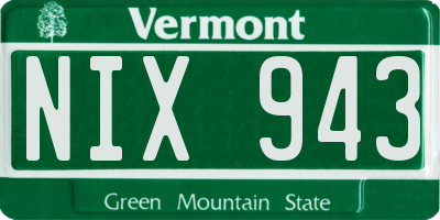 VT license plate NIX943