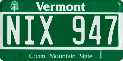 VT license plate NIX947