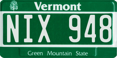 VT license plate NIX948