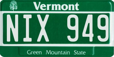 VT license plate NIX949