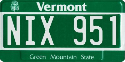 VT license plate NIX951