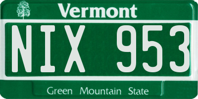VT license plate NIX953