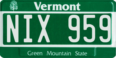 VT license plate NIX959