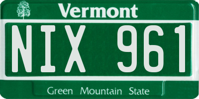 VT license plate NIX961