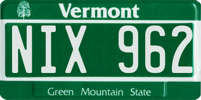 VT license plate NIX962