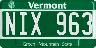 VT license plate NIX963