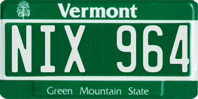 VT license plate NIX964