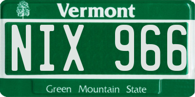 VT license plate NIX966