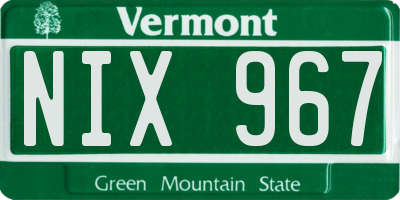 VT license plate NIX967
