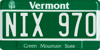 VT license plate NIX970