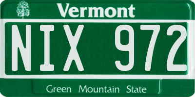 VT license plate NIX972