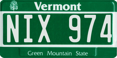 VT license plate NIX974