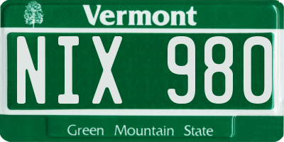 VT license plate NIX980