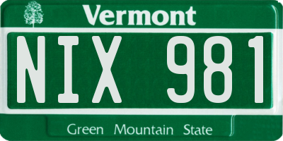 VT license plate NIX981